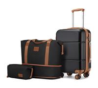Kono Set de 3 Valises de Voyage 54x37.5x22cm & Portable Vanity Case et Pliable Sac de Voyage avec Trousse de Maquillage, Noir