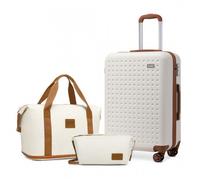 Kono Set de 3 Valises de Voyage 55x38x24cm Légère Rigide Trolley avec 4 roulettes et Serrure TSA+Sac de Voyage 40x22x30cm, Crème