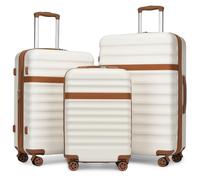 Kono Set de 3 Valises de Voyage Rigide ABS+PC Extensible, Blanc Crème | Anti-Rayures, 4 Roulettes Silencieuses 360°, Serrure TSA, Intérieur Bien Organisé, Idéal Voyages Famille, Idéal Femme