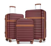 Kono Set de 3 Valises de Voyage Rigide ABS+PC Extensible, Bourgogne | Anti-Rayures, 4 Roulettes Silencieuses 360°, Serrure TSA, Intérieur Bien Organisé, Idéal Voyages Famille, Idéal Femme