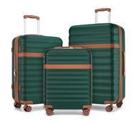 Kono Set de 3 Valises de Voyage Rigide ABS+PC Extensible, Vert Foncé | Anti-Rayures, 4 Roulettes Silencieuses 360°, Serrure TSA, Intérieur Bien Organisé, Idéal Voyages Famille, Idéal Femme