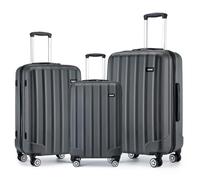 Kono Set de 3 Valises de Voyage Rigide e Légère ABS Bagages Cabine 55cm/ Valise Moyenne 65cm/ Valise Grande 75cm avec 4 Roues, Gris