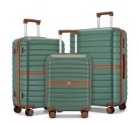 Kono Set de 3 Valises de Voyage Rigide Ensemble de Valise Petite Grande Moyenne (55/66/76cm) Trolley de Voyage, Vert/Marron