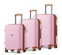 Kono Set de 3 Valises Extensible Valise Soute Bagages à Main Set de Valises de Voyage en Polypropylène avec 4 roulettes pivotantes Serrure à Combinaison TSA (Rose/Marron)