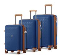 Kono Set de 3 Valises Extensible Valise Soute Bagages à Main Set de Valises de Voyage en Polypropylène avec 4 roulettes pivotantes Serrure à Combinaison TSA (Bleu Marine/Marron)