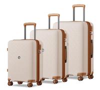 Kono Set de 3 Valises Extensible Valise Soute Bagages à Main Set de Valises de Voyage en Polypropylène avec 4 roulettes pivotantes Serrure à Combinaison TSA (Crème/Marron)