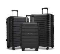 Kono Set de 3 Valises Rigide Bagage Cabine 53cm + Valise Moyenne 65cm + Valise Grande 76cm avec 4 roulettes et Serrure TSA, Noir