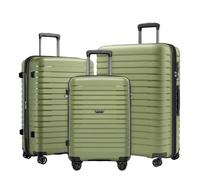 Kono Set de 3 Valises Rigide Bagage Cabine 53cm + Valise Moyenne 65cm + Valise Grande 76cm avec 4 roulettes et Serrure TSA, Vert