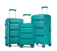 Kono Set de 3 Valises Rigide Polypropylène Valise de Voyage 4 roulettes et Serrure à Combinaison TSA (Bleu Vert)