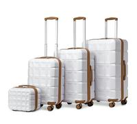 Kono Set de 4 Valise Rigide ABS Valise de Voyage 54cm Valise Moyenne 62cm Valise Grande 72cm à roulettes et Serrure TSA et Trousse de Toilette, Blanc