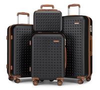 Kono Set de 4 Valises de Voyage (31/55/65/75cm) ABS+PC Valise Rigide Trolley Ultra Légère Bagage 4 roulettes avec Serrure TSA, Noir