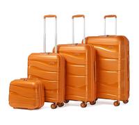 Kono Set de 4 Valises de Voyage (34/55/66/76cm) Rigide Valise Cabine à roulettes et Serrure TSA & Portable Vanity Case, Orange