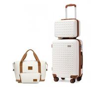 Kono Set de 4 Valises de Voyage 55x38x24cm avec Portable Vanity Case + Pliable Sac de Voyage avec Trousse de Maquillage, Crème