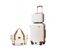 Kono Set de 4 Valises de Voyage 55x38x24cm avec Portable Vanity Case + Pliable Sac de Voyage avec Trousse de Maquillage, Crème