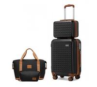 Kono Set de 4 Valises de Voyage 55x38x24cm avec Portable Vanity Case + Pliable Sac de Voyage avec Trousse de Maquillage, Noir