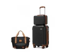 Kono Set de 4 Valises de Voyage 55x38x24cm avec Portable Vanity Case + Pliable Sac de Voyage avec Trousse de Maquillage, Noir