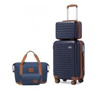 Kono Set de 4 Valises de Voyage 55x38x24cm avec Portable Vanity Case + Pliable Sac de Voyage avec Trousse de Maquillage, Marine