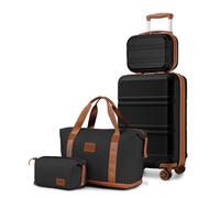 Kono Set de 4 Valises de Voyage Rigide Bagage Cabine 51.5x38x21cm avec Portable Vanity Case + Pliable Sac de Voyage pour Sport, Gris