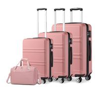 Kono Set de 4 Valises de Voyage Rigide Valise (55cm/65cm/74cm) à 4 roulettes avec Serrure TSA + Sac de Voyage Ryanair 40x20x25cm, Rose
