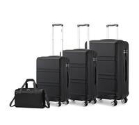 Kono Set de 4 Valises de Voyage Rigide Valise (55cm/65cm/74cm) à 4 roulettes avec Serrure TSA + Sac de Voyage Ryanair 40x20x25cm, Noir