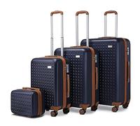 Kono Set de 4 Valises Rigide ABS Valise de Voyage (13/20/24/28cm) Valise Vanity Case| Valise Cabine| Valise Moyenne| Grande Valise 4 roulettes et Serrure TSA (Marine)