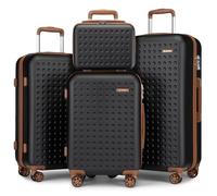 Kono Set de 4 Valises Rigide ABS Valise de Voyage, Valise Vanity Case| Valise Cabine| Valise Moyenne| Grande Valise 4 roulettes et Serrure TSA, Noir