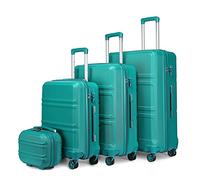 Kono Set de 4 Valises Rigide Léger Ensemble de Bagages en ABS avec 4 roulettes et Serrure TSA 55cm Bagage Cabine / 65cm / 76cm / Vanity Case (Turquoise)