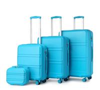 Kono Set de 4 Valises Rigide Léger Ensemble de Bagages en ABS avec 4 roulettes et Serrure TSA 55cm Bagage Cabine / 65cm / 76cm / Vanity Case (Bleu)