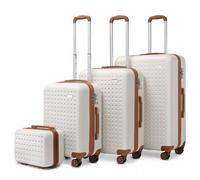 Kono Set de 4 Valises Rigide Trolley Bagages ABS Valise de Voyage (13/20/24/28cm) Cabine à Main 4 roulettes et Serrure TSA, Crème