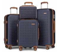 Kono Set de 4 Valises Rigides (14/20/24/28 Pouces) ABS+PC Léger et Résistant, 4 roulettes Silencieuses 360° et Serrures TSA, Grandes Capacités, Marine