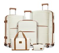 Kono Set de 5 Valises Cabine rigides 55+66+75cm Valise de Voyage 4 roulettes+Pliable Sac de Voyage avec Trousse de Maquillage,