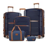 Kono Set de 5 Valises Cabine rigides 55+66+75cm Valise de Voyage 4 roulettes+Pliable Sac de Voyage avec Trousse de