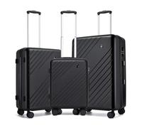 Kono Set de Valise 3 pièces Rigide ABS+PC, Valise Roulette de Voyage, Noir