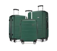 Kono Set Valises Rigides PC, Cabine, Moyenne et Grande, Vert/Noir | Valise Soute Avion 20kg/23kg/25kg, Léger Solide, Serrure Sécurisée, Poche Sec-humide, Roulette Silencieuse, Voyage Famille