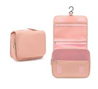 Kono Trousse de Toilette de Voyage à Suspendue, Grande Trousse de Maquillage Voyage Accessoires pour Hommes Femmes, Multifonction Imperméable Sac Cosmétique Organisateur avec Crochets (Nude)