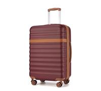 KONO Valise à roulettes, à coque rigide, en ABS et polycarbonate, légère, avec 4 roulettes et serrure TSA, Rouge/marron, L(65cm)