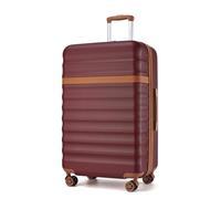 KONO Valise à roulettes, à coque rigide, en ABS et polycarbonate, légère, avec 4 roulettes et serrure TSA, Rouge/marron, XL(75cm)