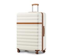 KONO Valise à roulettes, à coque rigide, en ABS et polycarbonate, légère, avec 4 roulettes et serrure TSA, crème/marron, XXL(86cm)
