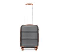 Kono Valise Cabine 55 cm Rigide Bagage à Main en ABS Valise de Voyage à 4 roulettes et Serrure TSA, Gris/Marron