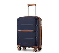 Kono Valise Cabine Bagage à Main Léger en Polypropylène de Voyage à Coque Rigide avec Serrure à Combinaison TSA (Marine/Marron)