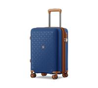 Kono Valise Cabine Extensible Bagages Cabine Valise de Voyage Bagage à Main Valise Rigide en Polypropylène avec 4 roulettes Pivotantes Serrure à Combinaison TSA (Bleu Marine/Marron)