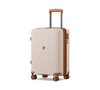 Kono Valise Cabine Extensible Bagages Cabine Valise de Voyage Bagage à Main Valise Rigide en Polypropylène avec 4 roulettes Pivotantes Serrure à Combinaison TSA (Crème/Marron)