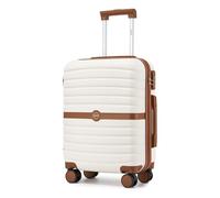 Kono Valise Cabine Rigide ABS+PC 55x40x20 cm 36L, Crème/Marron | Valise Cabine EasyJet - Format 55x40x20, Accepté En Cabine, Sans Frais Soute.