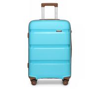 Kono Valise Cabine Rigide Bagages a Cabine avec 4 roulettes e Serrure TSA Petite Valise de Voyage 55x40x21cm, Bleu/Marron