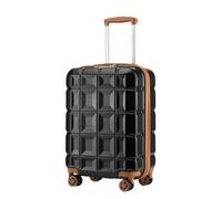 Kono Valise Cabine Rigide Bagages a Cabine en ABS Valise de Voyage avec 4 roulettes & Serrure TSA 54x34x22cm Valises, Noir/Marron