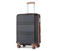 Kono Valise Cabine Rigide Bagages Cabine en ABS Petite Valise de Voyage avec 4 roulettes et Serrure TSA, Noir/Marron