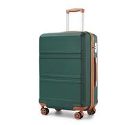 Kono Valise Cabine Rigide Bagages Cabine en ABS Petite Valise de Voyage avec 4 roulettes et Serrure TSA, Vert/Marron