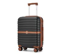 Kono Valise Cabine Rigide Valise de Voyage ABS Petite Valise avec 4 roulettes et Serrure 55x40x20 cm 36L Trolley de Voyage, Noir/Marron