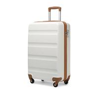 Kono Valise Cabine Taille 55cm ABS Bagage de Voyage Légère et résistante Main Valise Rigide à 4 roulettes, Blanc crème