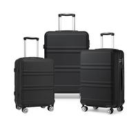 Kono Valise de Voyage en ABS+PC Coque Rigide Légère Cabine Bagage à Main Serrure TSA 4 Roues Pivotantes Set 3 Pièces Noir